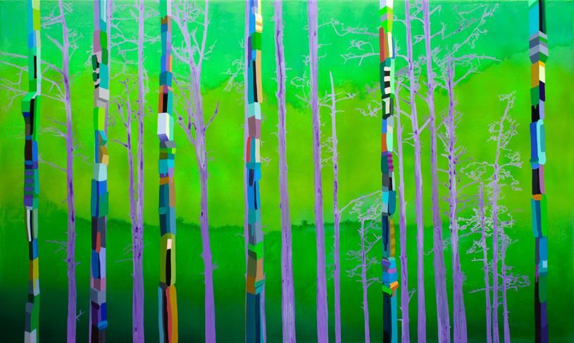 hargrove split oak treeline 2022 acrylic on canvas 36x600