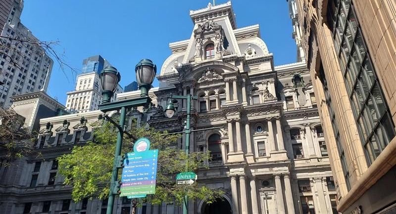 city hall directional sign