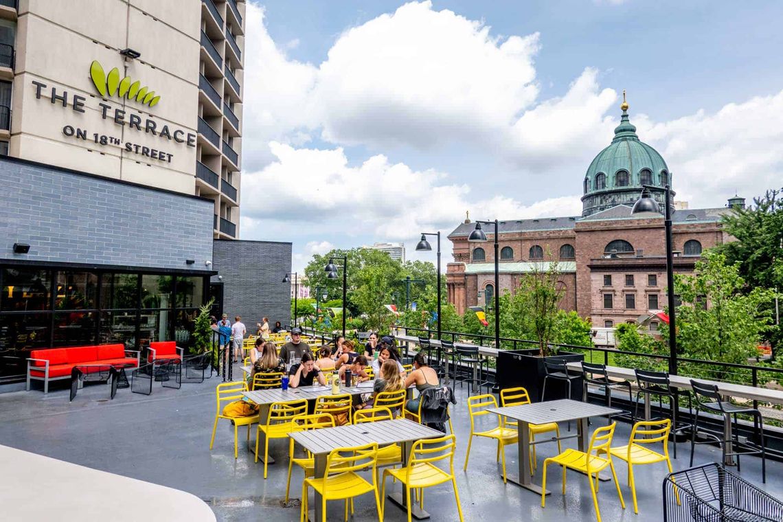 victory brewing taproom roofdeck